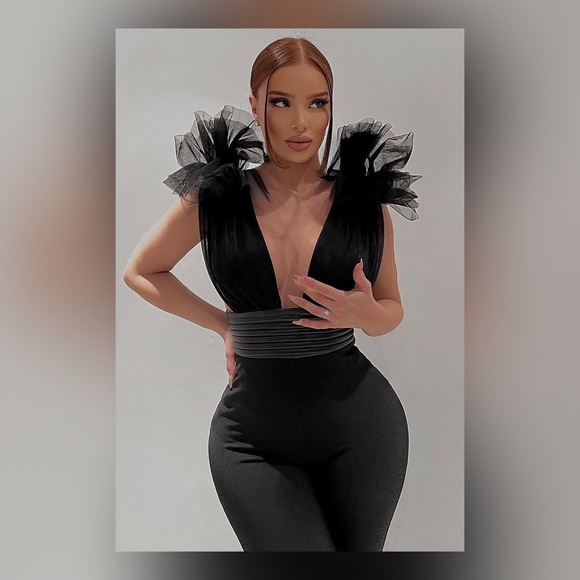 BRAND NEW/ Tulle Top Bandage Jumpsuit - Picture 2 of 7